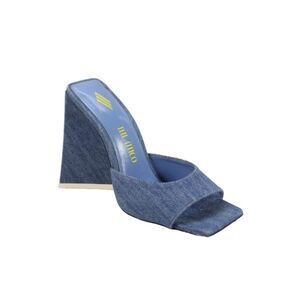 The Attico Womens Block Heel Denim Slide Sandals Blue Size 37